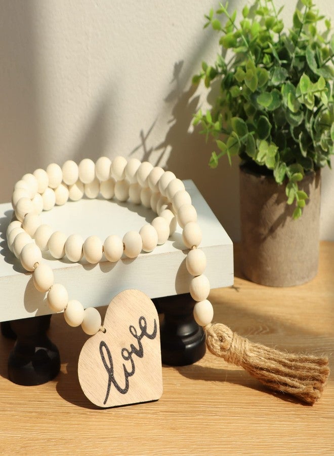 Meplait Love Wooden Bead Garland with Tassel, Decorative Beads Home Decor Farmhouse Tassel Garland Boho Decor for Tiered Tray（38in） - Image 2